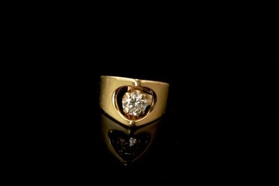 VINTAGE MODERN STYLE 3/4kt DIAMOND 14K YELLOW GOLD MEN WOMEN SIGNET RING  GLM