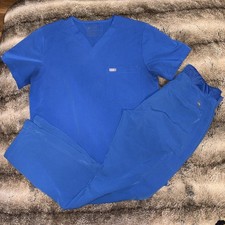 Men's Figs Scrubs Set Size Medium, Straight Leg Draw String Pants With Pockets