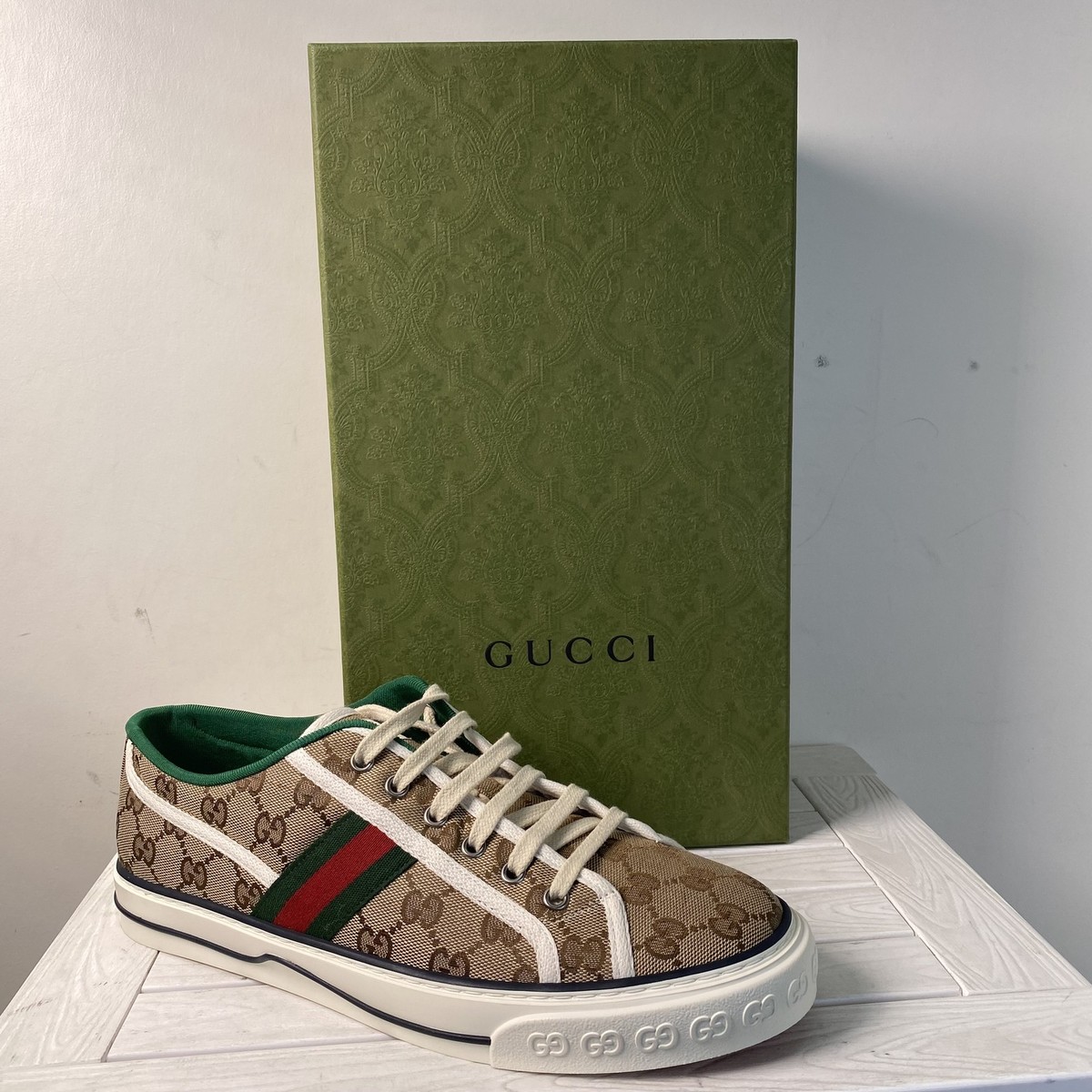 Gucci Men Size UK9.5 US10 Tennis 1977 Sneaker Monogram Canvas Low