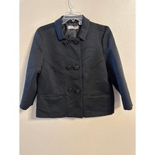 VINTAGE Liz Claiborne Black Textured Double Breasted Blazer Jacket