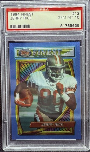 1994 TOPPS FINEST JERRY RICE PSA 10 GEM MINT #12 49ERS LOW POP