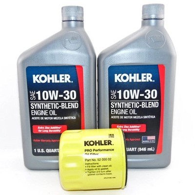 2 Pack Kohler Synthetic Blend 10W30 Engine Oil and 52 050 02 Kohler Oil Filter
