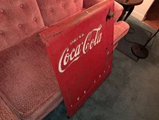 Vintage 1950's Coca-Cola Cooler Panel 32 1/2 X 26 3/4 X 2 Inches