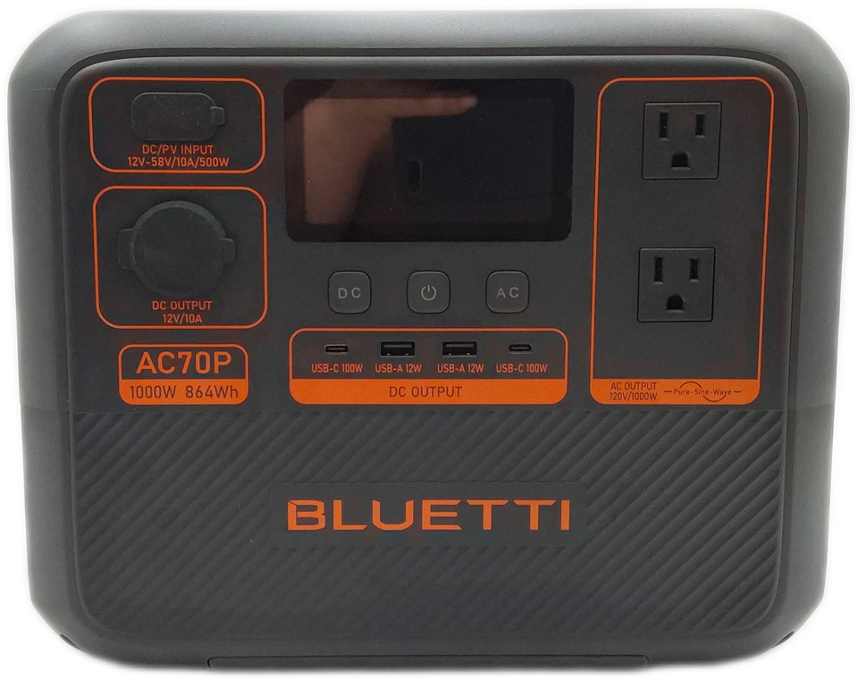 BLUETTI AC70P 1000W 864Wh Portable Power Station LiFePO4  - Image 2 of 4
