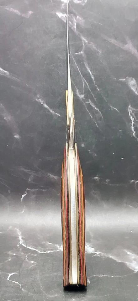 VTG Rainbow Boot Dagger Knife Hand Made w/Leather Case Natural Wood Handle - Image 3 of 4