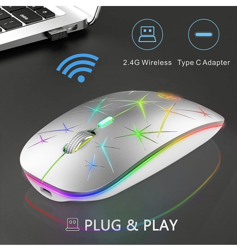 Souris Silencieuse Uiosmuph U19 LED Rechargeable pour Bureau - 2