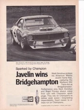 Rare 1970 AMC Javelin Trans-Am Win Champion Plug Print-Ad/ Mark Donohue