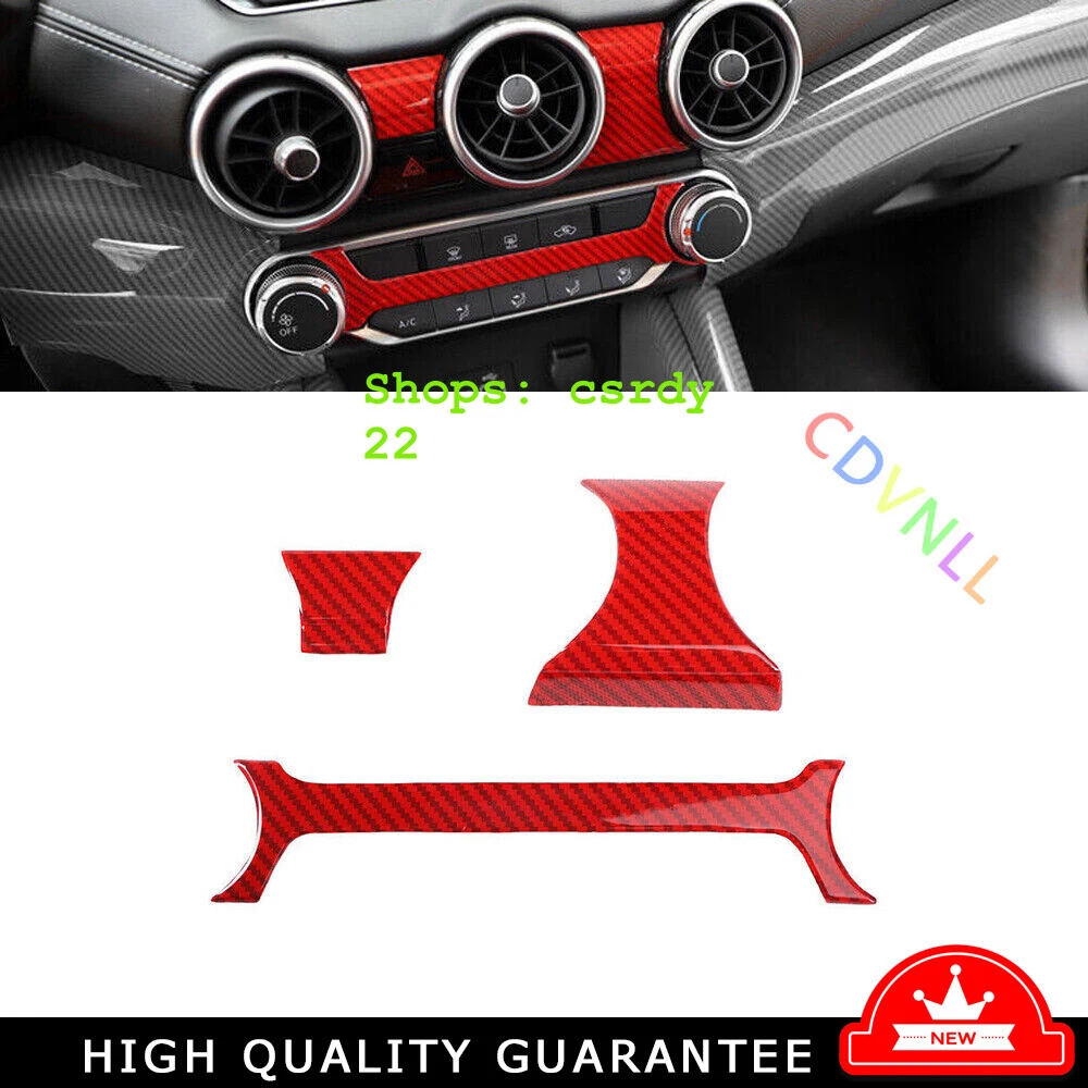 Central Console AC Switch Panel Trim For Nissan Sentra 20-2022 Red Carbon Fiber
