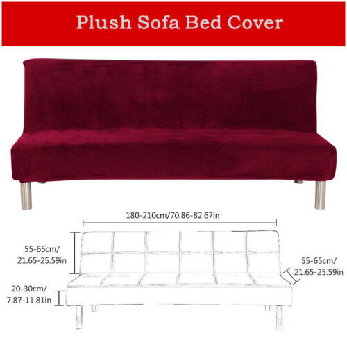 Plüsch Armlos Schlafsofa Bezug Stretch Schonbezug Futonschutz Maschinenwaschbar - Bild 3 von 40