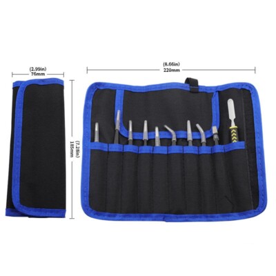10Pcs Precision Tweezers Crowbar Craft Kit Electronic ESD Anti-static