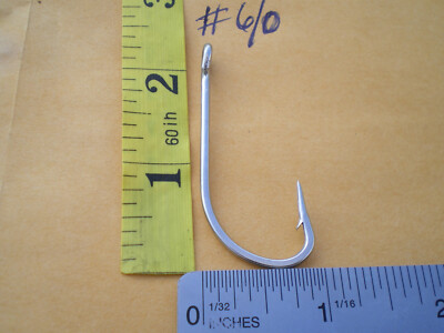15 PCS. STAINLESS STEEL IN LINE HOOKS, MUSTAD 34007 SIZE #6/0