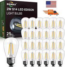 LED bulbs S14 E26 Outdoor Edison lights 2W  (25Pack)for String Light Replacement