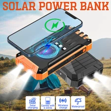 2025 Super 36000mAh Solar Power Bank USB LED LCD Portable Charger for Cell Phone