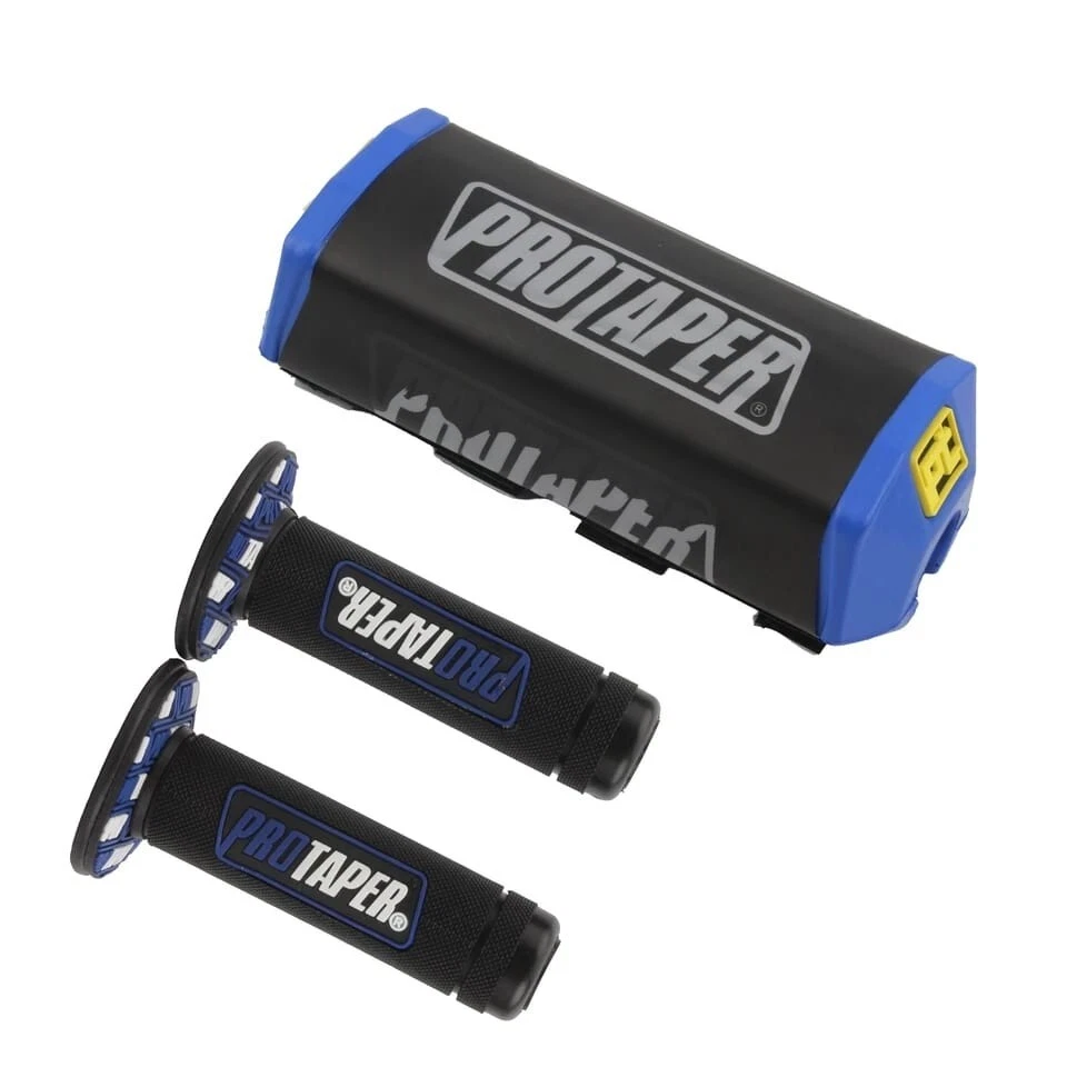Original "BLUE PRO TAPER Manillar Fat Bar DIRT BIKE 1 1/8"" ATV Quad GRIPS Almohadillas Foto 3 de 4