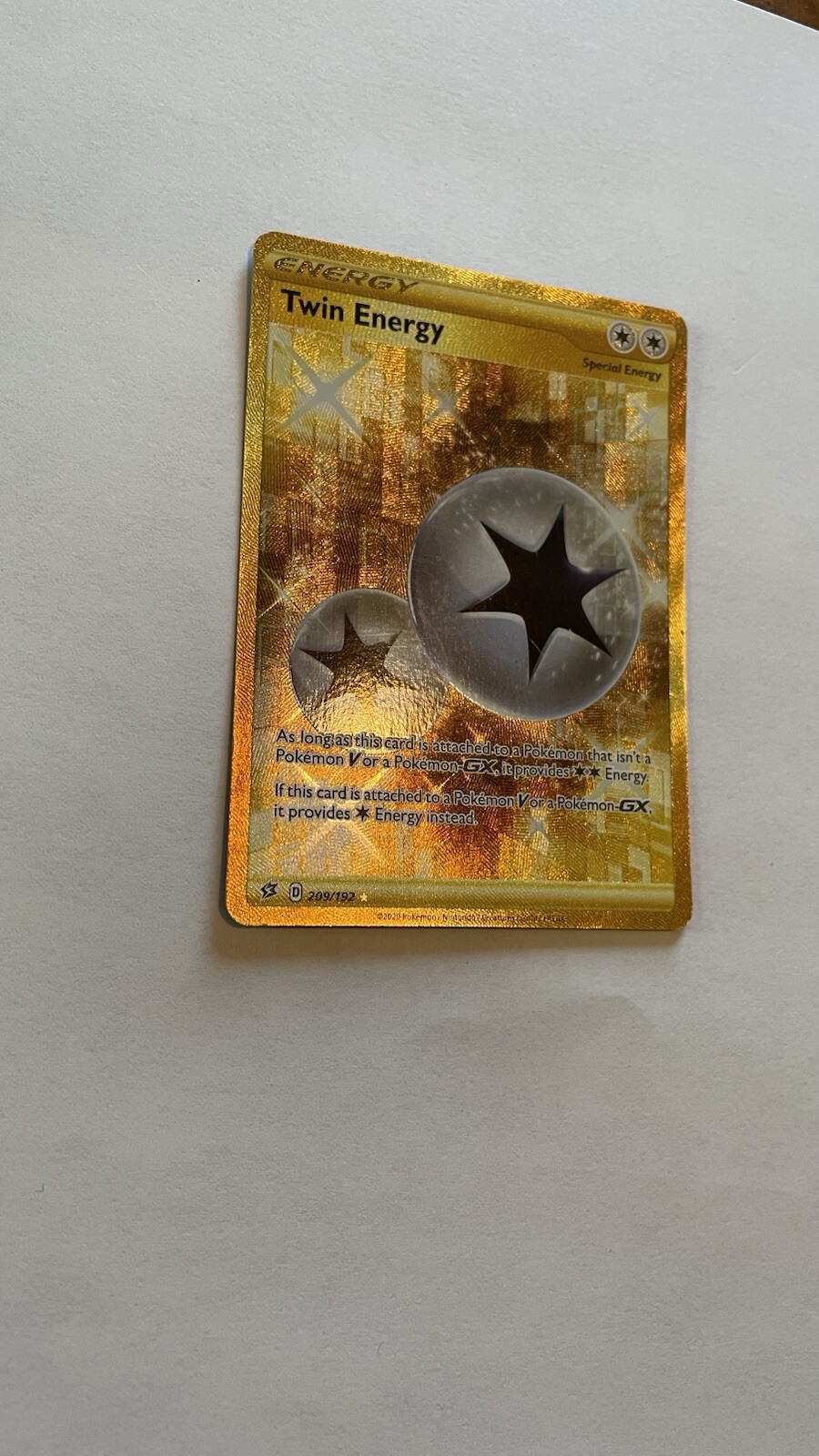 Twin Energy 209/192 - Pokémon TCG Rebel Clash- Gold Holo Rare NM