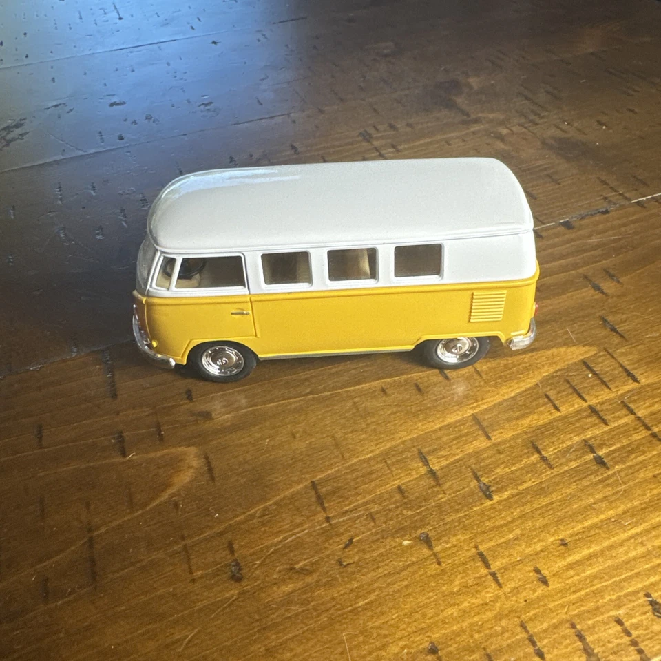 Die Cast Kinsmart James Paul Volkswagon Beetle Van Model Yellow and White - Image 3 of 4