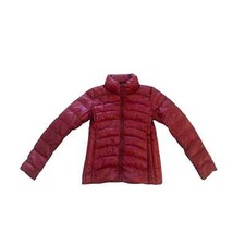 Women Xs Pure Down Red Jacket Zip Coat Lightweight Quilted Puffer Parka