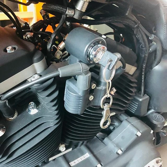 Kit de reubicación de llave de bobina Harley Sportster con cables de bujía trenzados de tela 07+ Foto 3 de 4