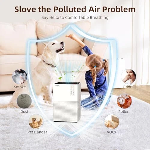 Air Purifier for Home Up to 1200 Sq Ft, Air Cleaner with H13 Filter, Air White
