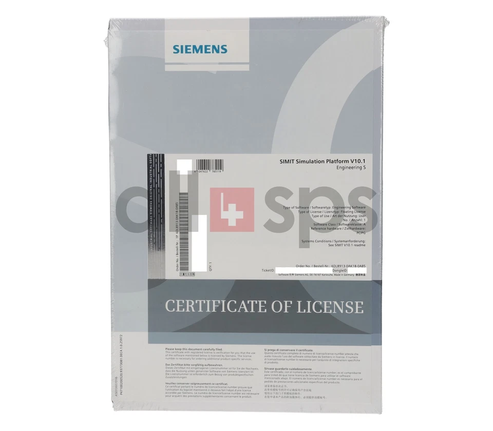 SIEMENS SIMIT SIMULATION PLATFORM V10.1 SOFTWARE ENGINEERING S - 6DL8913-0AK18-0AB5 (NS)