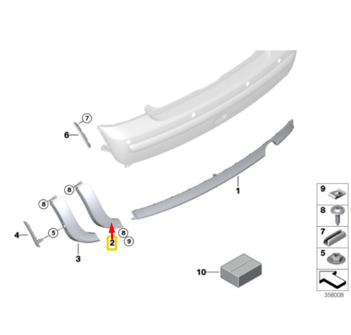 NEW MINI R50 REAR BUMPER RIGHT SPOILER TRIM 51126800203 ORIGINAL | eBay