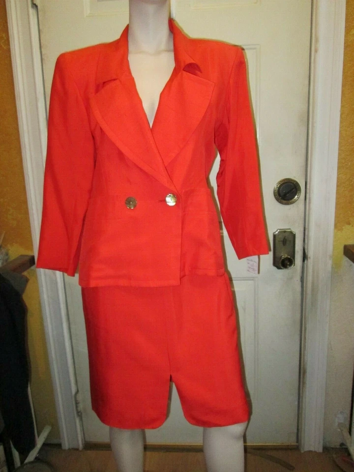 Traje Falda Vintage Yves Saint Laurent YSL Naranja Talla  Foto 2 de 4
