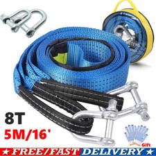 8T 5M Tow Rope Heavy Duty Towing Pull Strap Road Recovery Chain Car Two Shackles