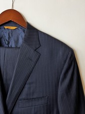  276 Hickey Freeman CUSTOM Blue Striped Beacon Style Suit Size 42 R