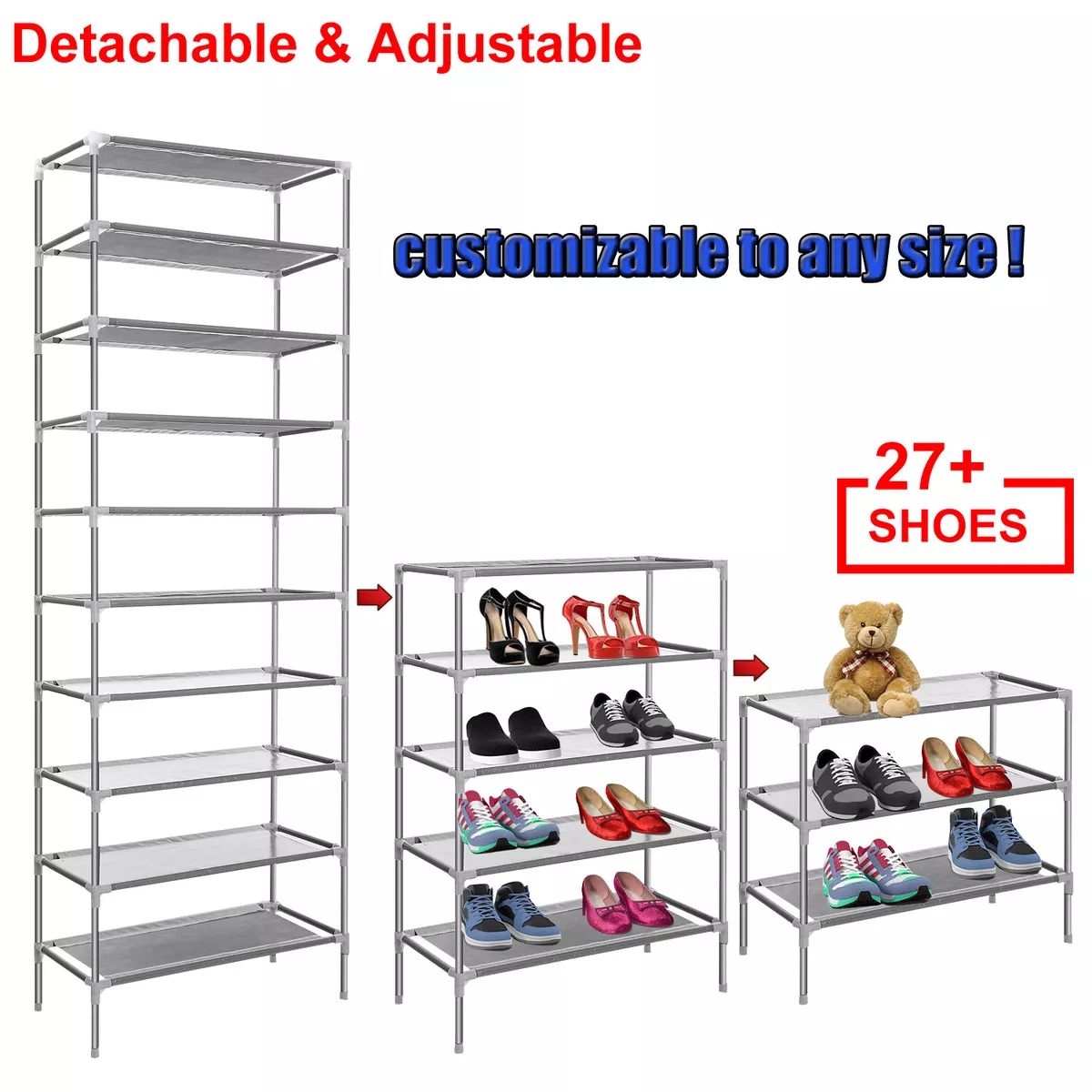 Buy 5 Tiers Shoe Rack Metal Shoe Storage Shelf Free Standing Large