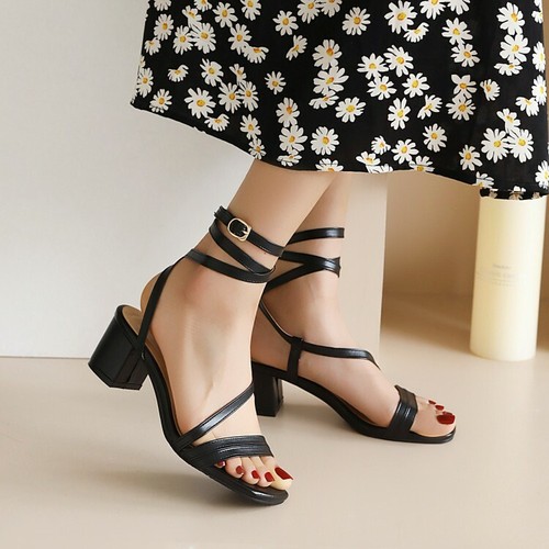 Womens Block High Heel Summer Slingback Sandals Peep Toe Ankle Strap Shoes  Party | eBay