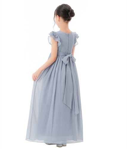A-Line Scoop Neck Girls Dresses Chiffon Pleated Dress A-Line Flower Girl Dresses - Picture 23 of 43