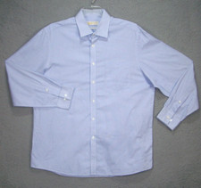 Michael Kors Shirt Adult 17 34/35 XL Extra Large Blue Button Up Long Sleeve Mens