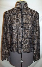 Adrianna Papell evening jacket dark bronze black silver beading small O4