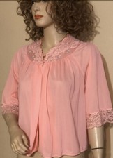 Vintage Shadowline Pink Lacy Bed Jacket Sz S Made of 100 Nylon