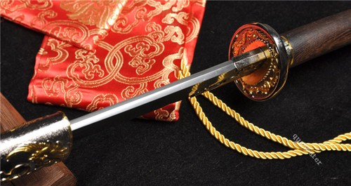 37' ROSEWOOD DAMASCUS FOLDED STEEL BLADE HAND MADE CHINESE SWORD QING DAO - Picture 3 of 12