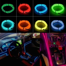 EL Wire Neon Glow String Strip LED  Light Rope Controller Car Decor Dance Party