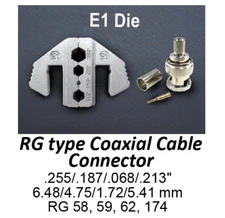 TGR Crimping Tool Die - E1 Die for RG Type Coaxial Cable .255/.187/.068/.213"