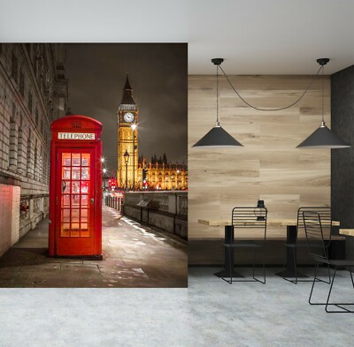 3D Red Phone Booth O243 Wallpaper Wall Mural Self-adhesive Assaf Frank Fay