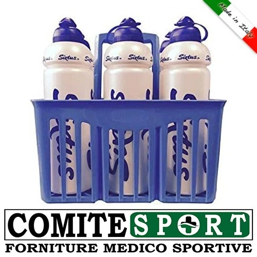 KIT 6 BORRACCE da 1 LITRO + CESTELLO SIXTUS PORTABORRACCE DA PANCHINA / CALCIO