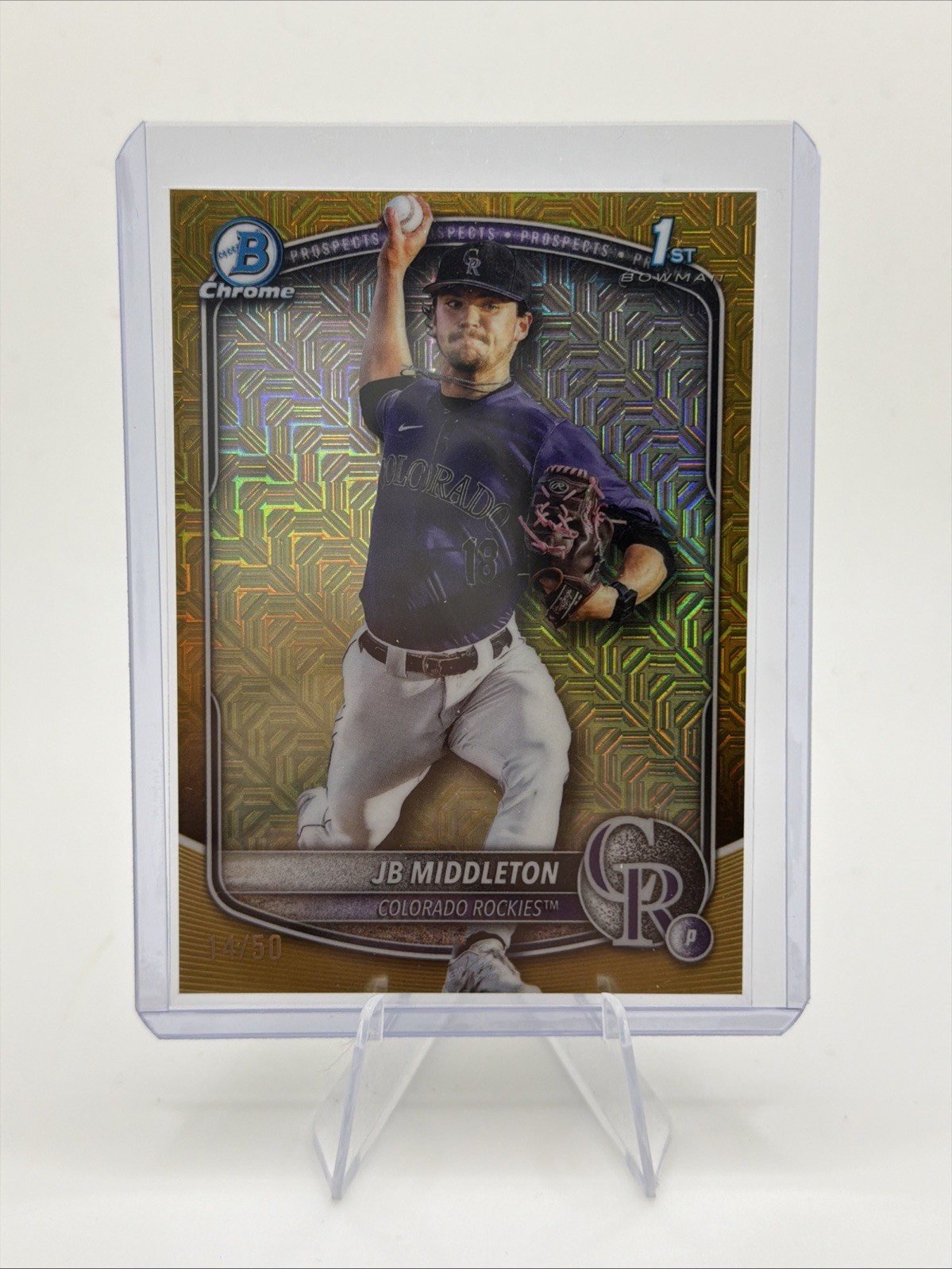 2025 Bowman Draft #BDC-78 JB Middleton (RC) Gold Mojo Refractor /50 - 1st Bowman