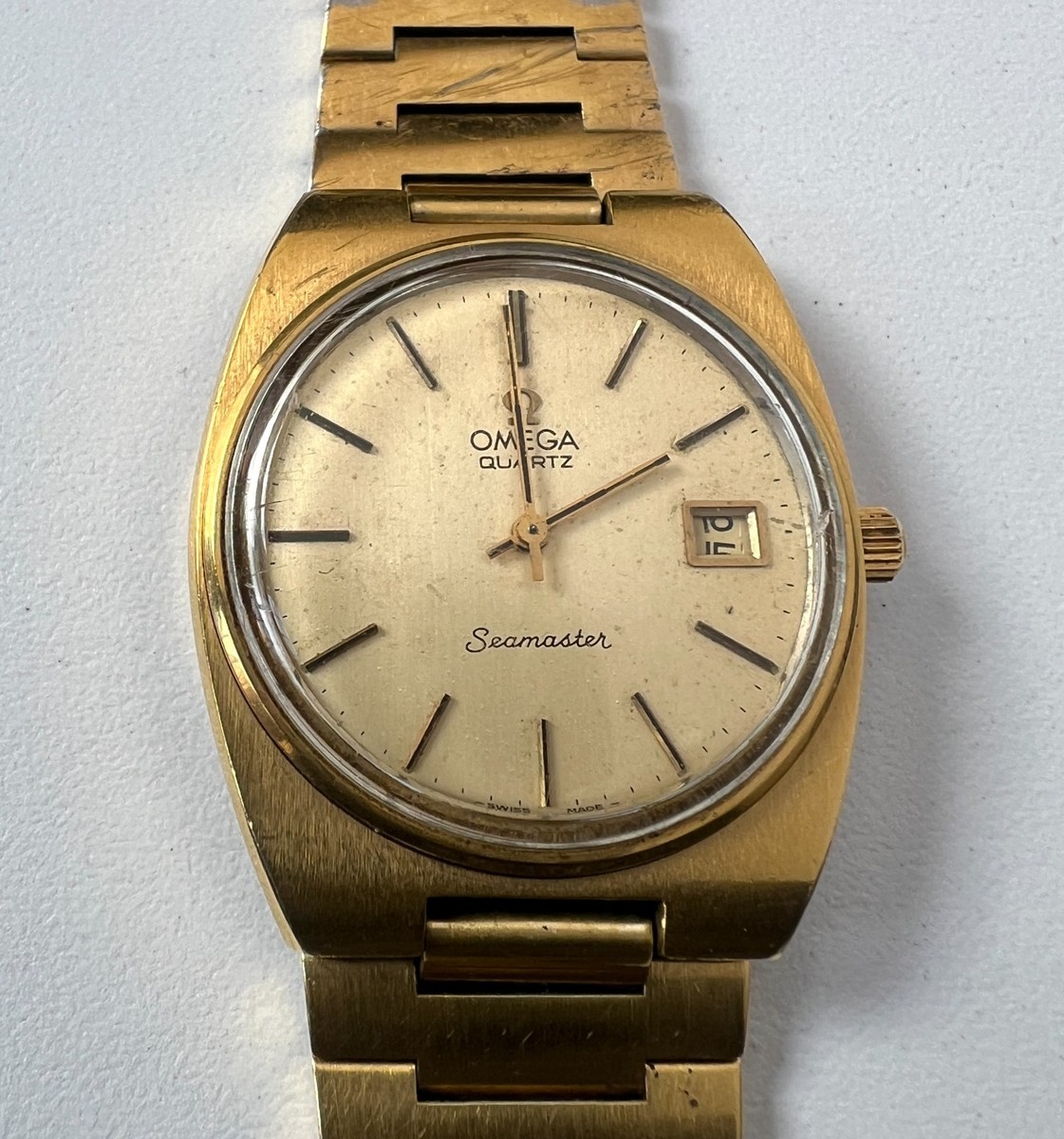 Vintage OMEGA Seamaster Watch 162.0213 Mens 1342 Quartz 7 Jewels