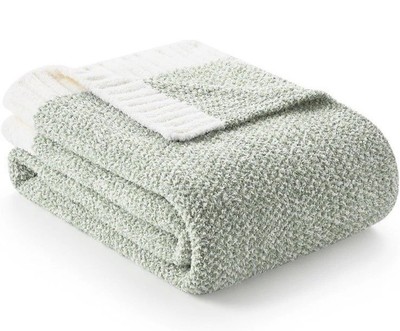 Snuggle Sac Twin Size Blanket Luxurious Microfiber, 60x80 Reversible Sage Green