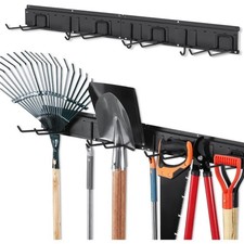 Heavy Duty Wall Mount Tool Organizer Rack with Hooks for Garden Tools Storage