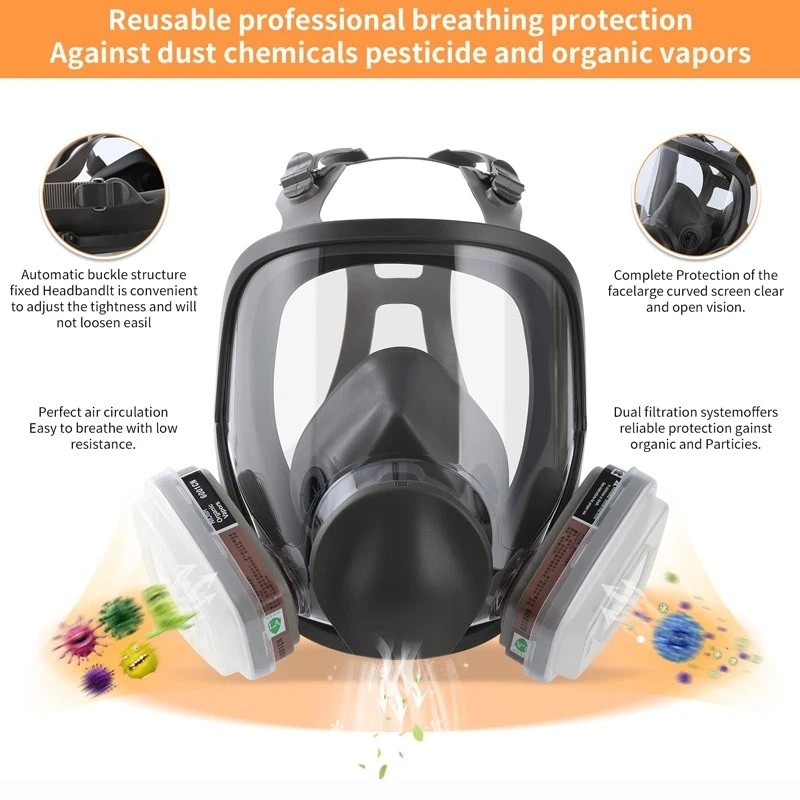 Full Face Gas Mask Painting Spraying Respirator w/Filters for 6800 Facepiece US
