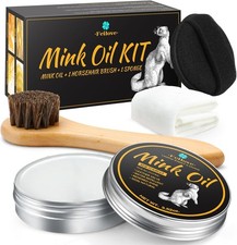 4-in-1 Mink Oil Leather Conditioner and Cleaner 3.52 oz - Premium Waterproof...