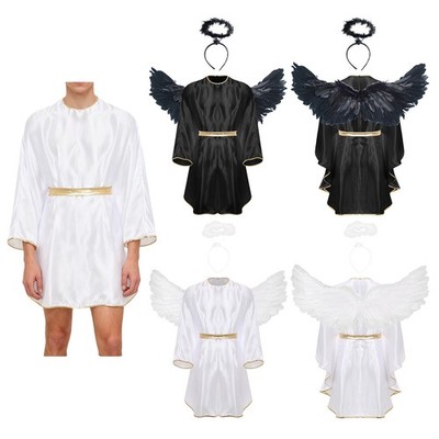 DE Männer Outfits Toga Cosplay Karneval Robe Maskerade Engelskostüm Und Flügel