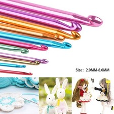 1x 2-8MM Long Tunisian Afghan Crochet Hooks Aluminum Knitting Needles 10.6 Inch