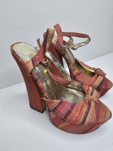 Sandalias Liliana Multicolor Años 70 Inspira Rayas Tirantes Plataforma Tacones Mujer S 7 - Imagen 12 de 16