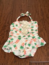 Janie And Jack Baby Girl Swim Bathing Suit Pineapples 12-18 Months