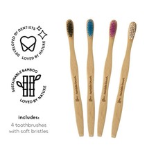 Bamboo Toothbrush Set 4-Pack   Eco-Friendly, Biodegradable  GreenMom Essentials